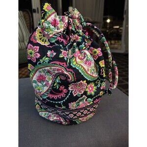Vera Bradley Drawstring Bag Blue Paisley 10" × 8" Ditty Bag Paisley Dorm Camp